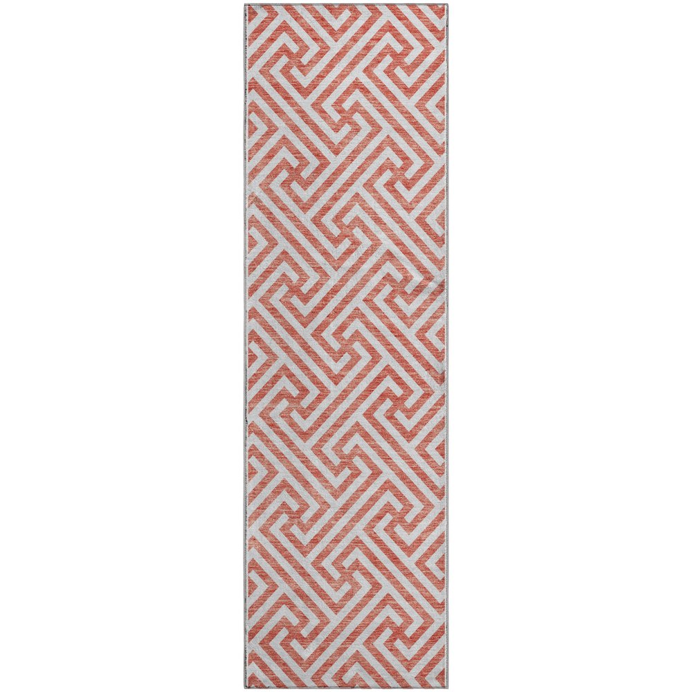 Premium Machine Washable Mayfield AMF731 Salmon 2'3" x 7'6" Runner Rug. Picture 1