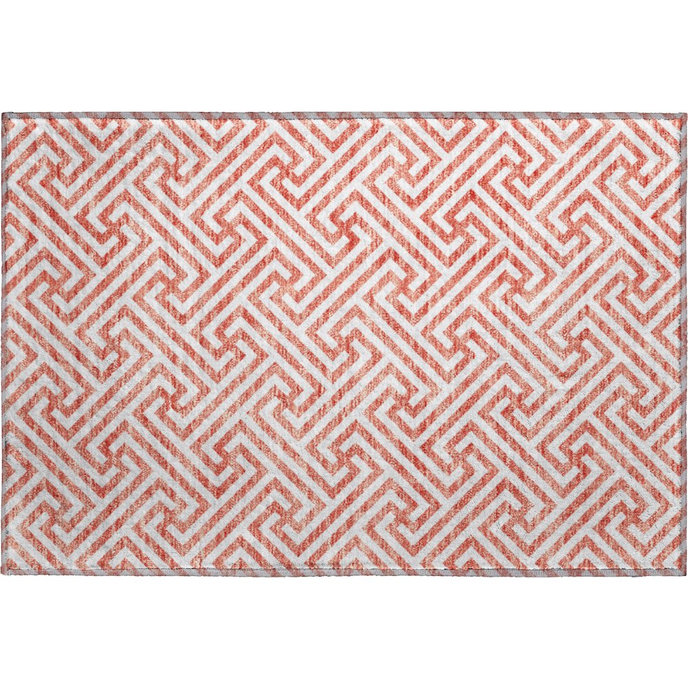 Premium Machine Washable Mayfield AMF731 Salmon 1'8" x 2'6" Rug. Picture 1