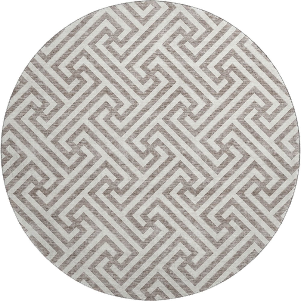 Premium Machine Washable Mayfield AMF731 Taupe 8' x 8' Round Rug. Picture 1