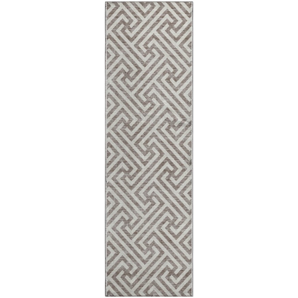 Premium Machine Washable Mayfield AMF731 Taupe 2'3" x 7'6" Runner Rug. Picture 1