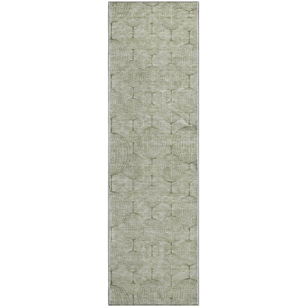 Premium Machine Washable Mayfield AMF732 Aloe 2'3" x 7'6" Runner Rug. Picture 1
