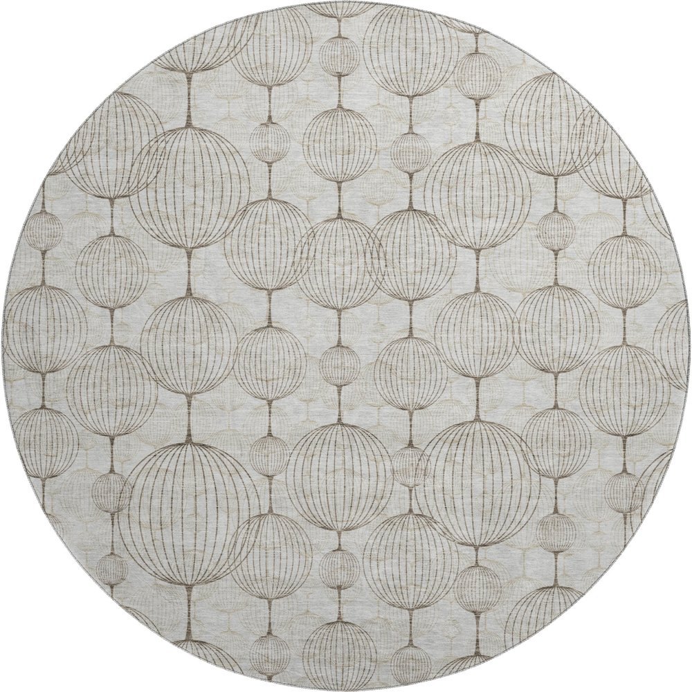 Premium Machine Washable Mayfield AMF732 Beige 8' x 8' Round Rug. Picture 1