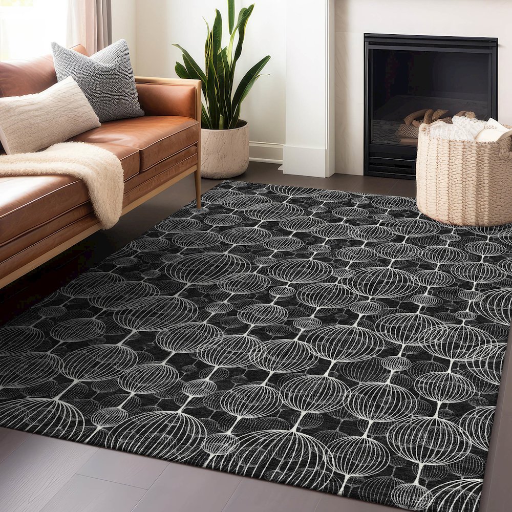 Premium Machine Washable Mayfield AMF732 Black 2'6" x 3'10" Rug. Picture 6