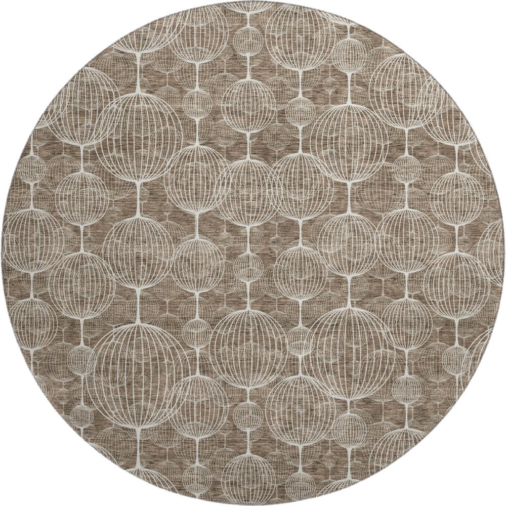 Premium Machine Washable Mayfield AMF732 Chocolate 8' x 8' Round Rug. Picture 1