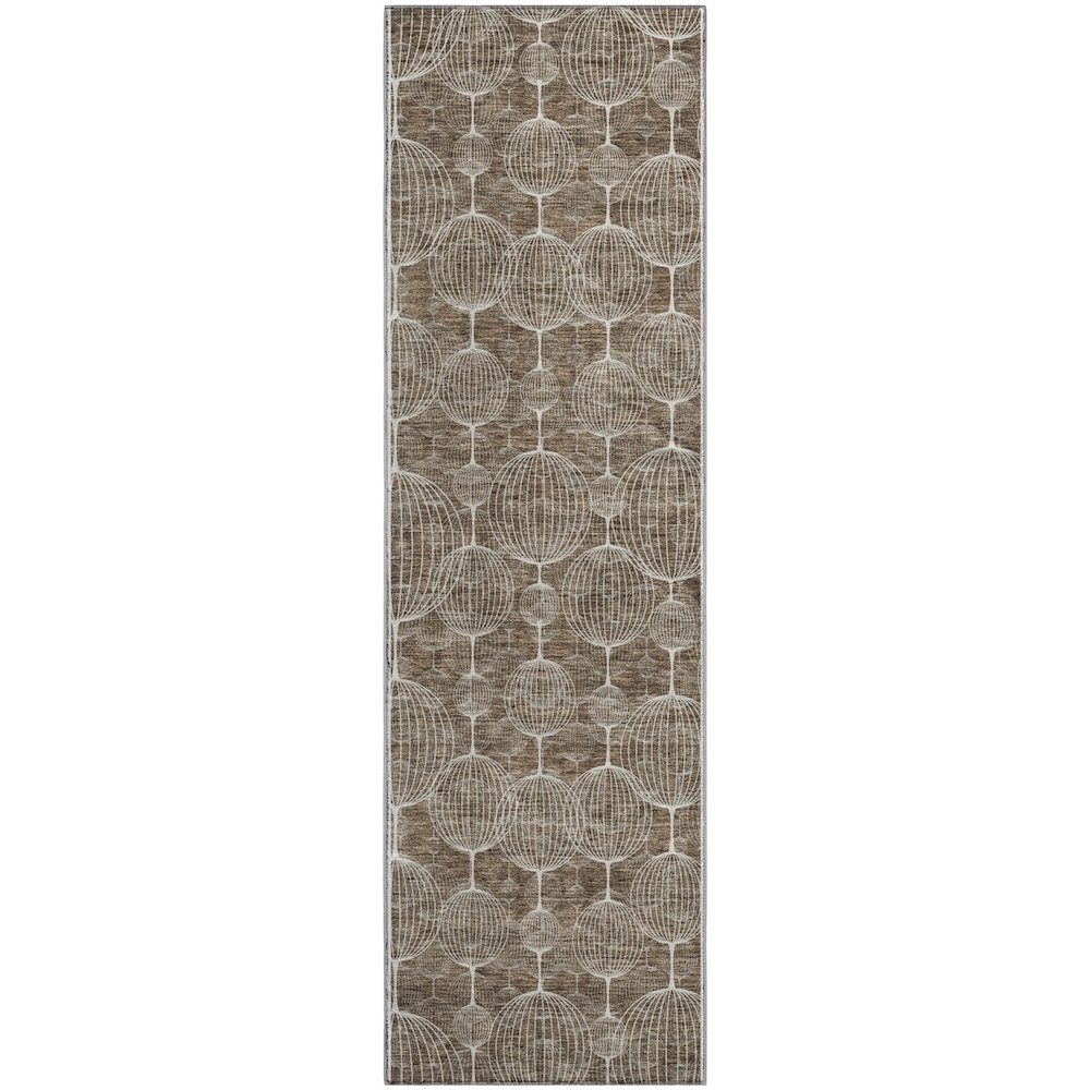 Premium Machine Washable Mayfield AMF732 Chocolate 2'3" x 7'6" Runner Rug. Picture 1