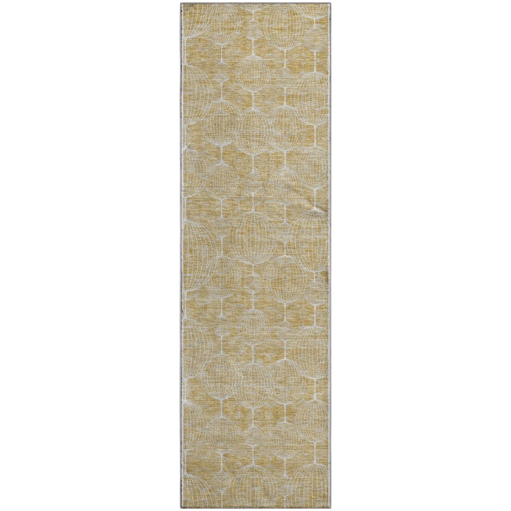 Premium Machine Washable Mayfield AMF732 Gold 2'3" x 7'6" Runner Rug. Picture 1