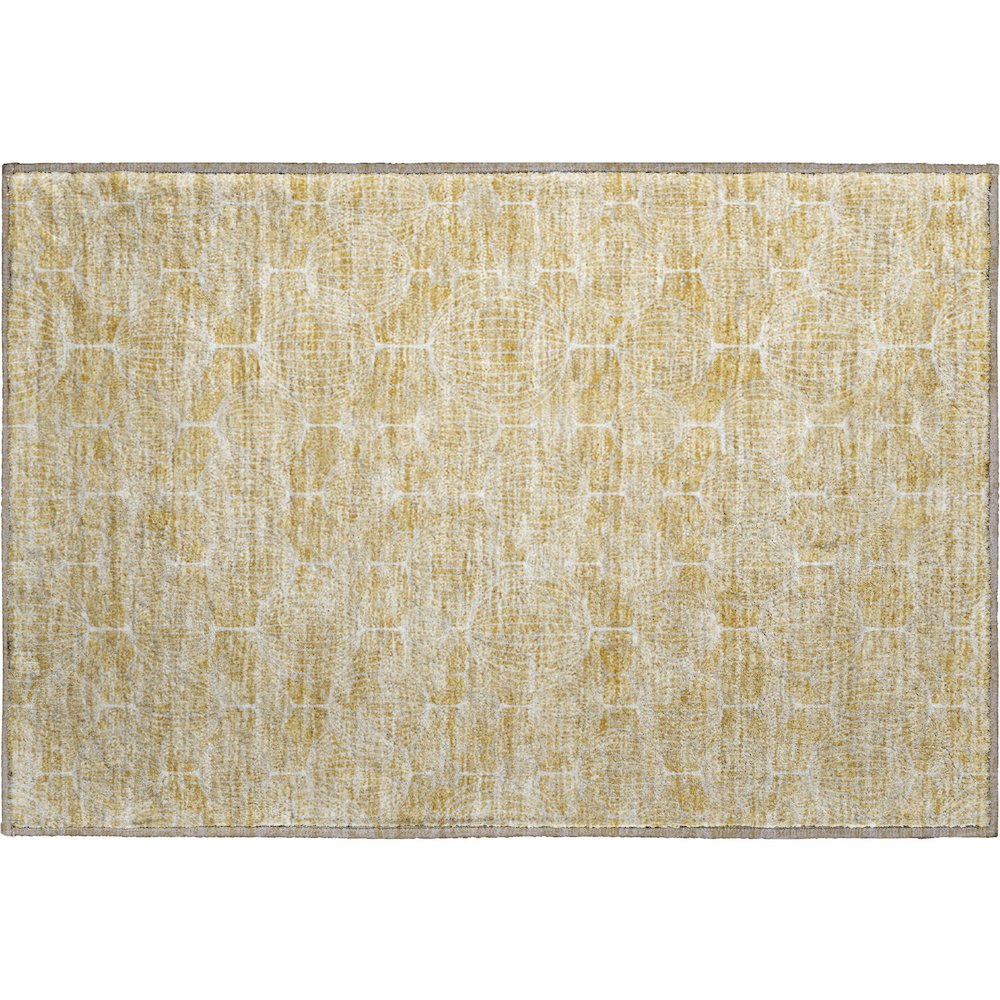 Premium Machine Washable Mayfield AMF732 Gold 1'8" x 2'6" Rug. Picture 1