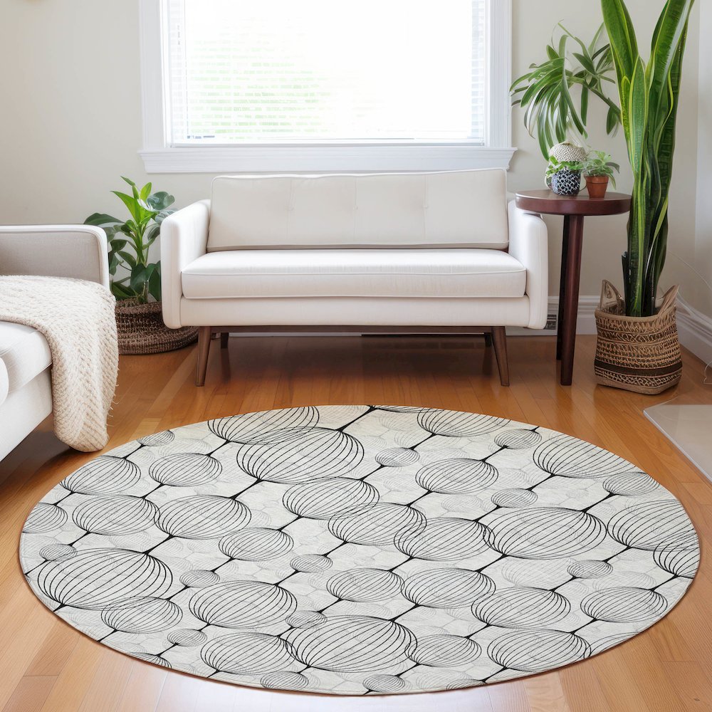Premium Machine Washable Mayfield AMF732 Graphite 8' x 8' Round Rug. Picture 5