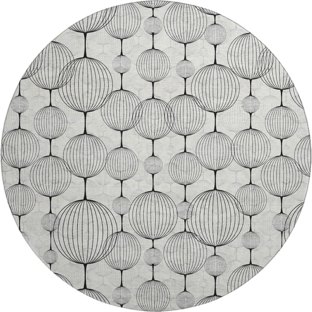 Premium Machine Washable Mayfield AMF732 Graphite 8' x 8' Round Rug. Picture 1