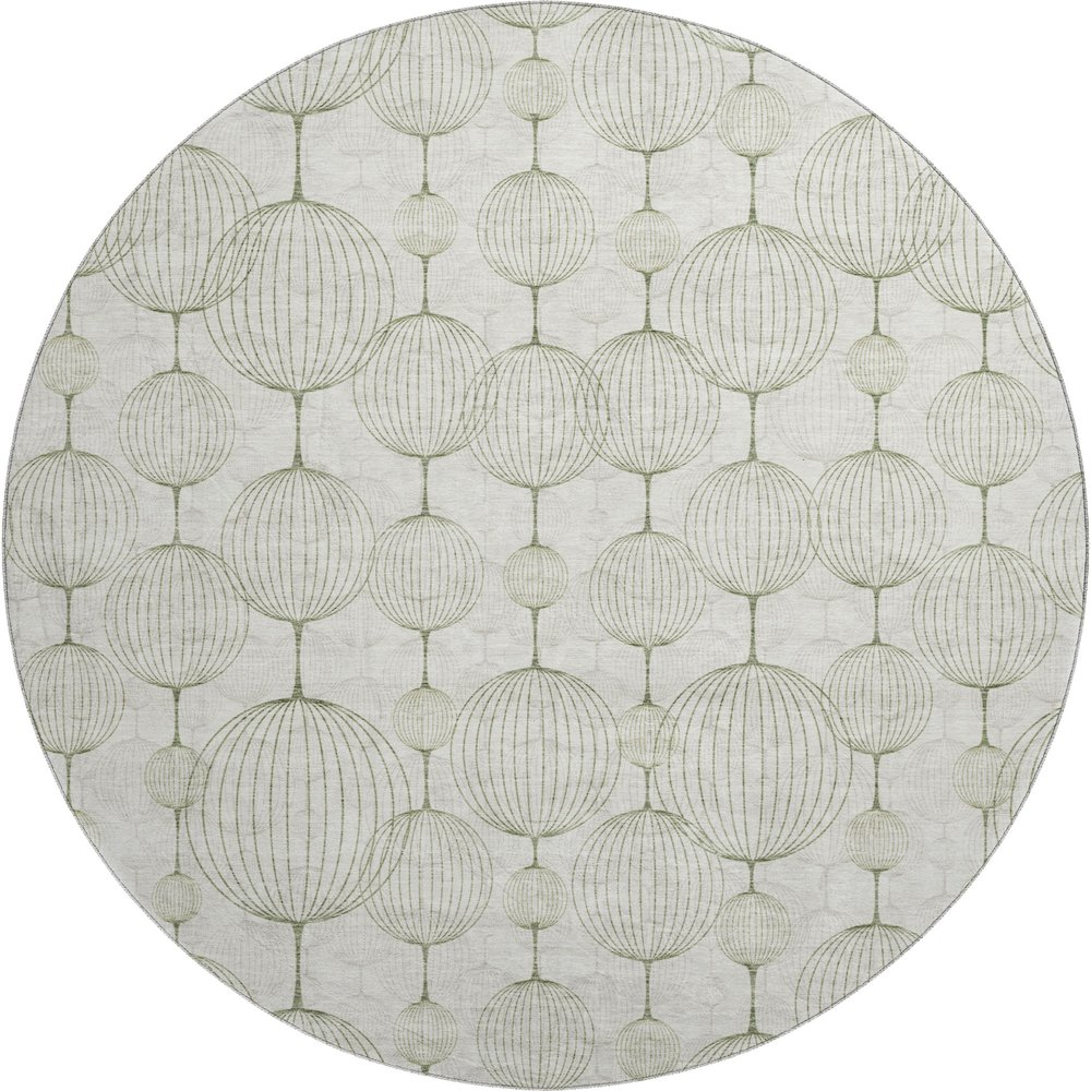 Premium Machine Washable Mayfield AMF732 Green 8' x 8' Round Rug. Picture 1