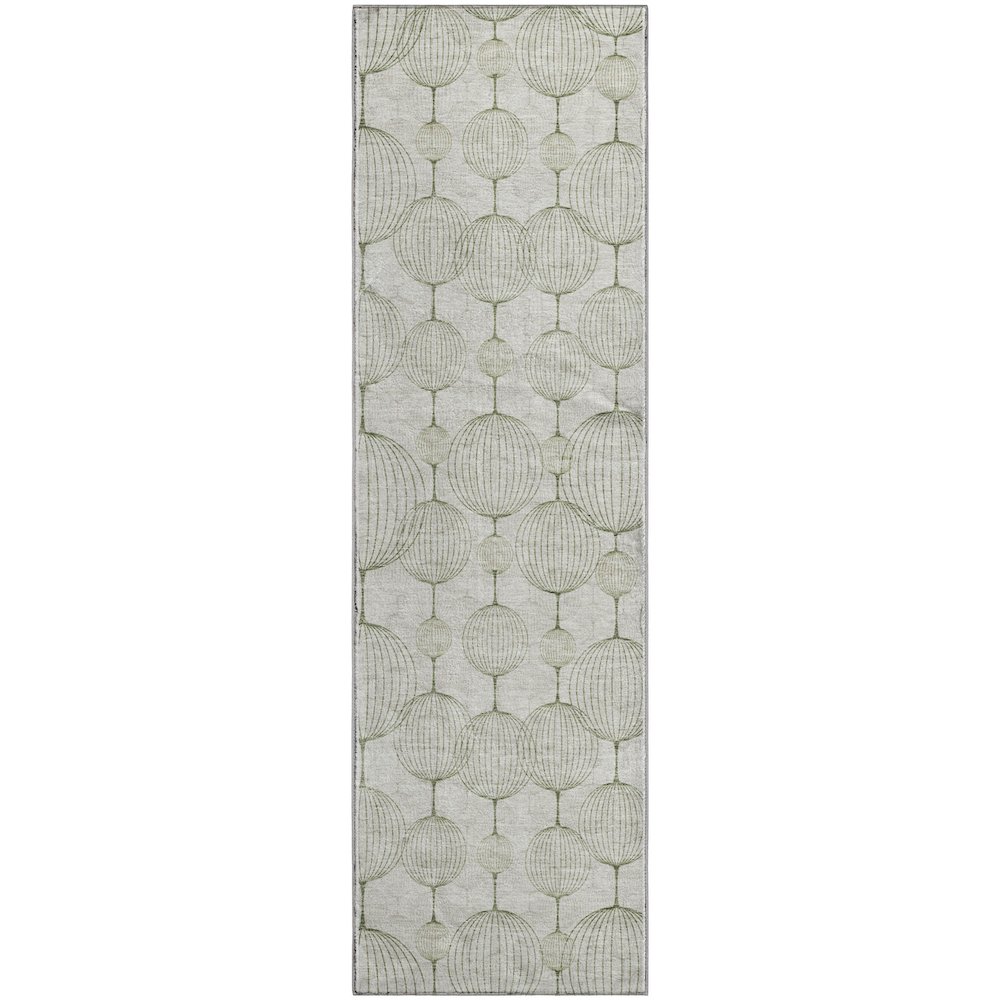 Premium Machine Washable Mayfield AMF732 Green 2'3" x 7'6" Runner Rug. Picture 1