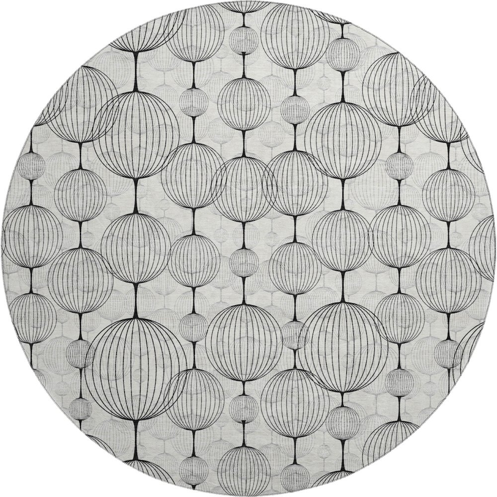 Premium Machine Washable Mayfield AMF732 White 8' x 8' Round Rug. Picture 1