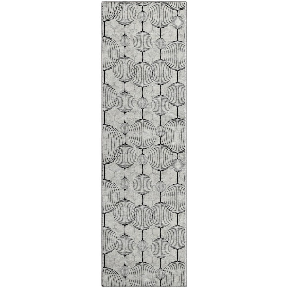 Premium Machine Washable Mayfield AMF732 White 2'3" x 7'6" Runner Rug. Picture 1
