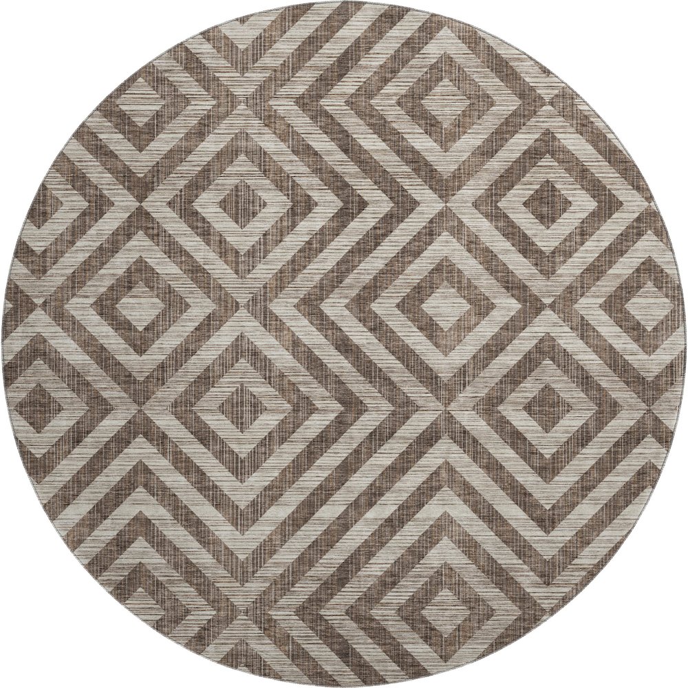 Premium Machine Washable Mayfield AMF733 Brown 8' x 8' Round Rug. Picture 1