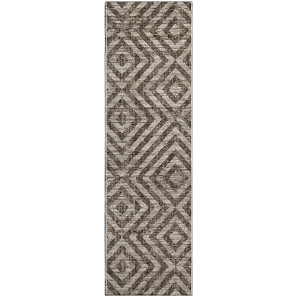 Premium Machine Washable Mayfield AMF733 Brown 2'3" x 7'6" Runner Rug. Picture 1