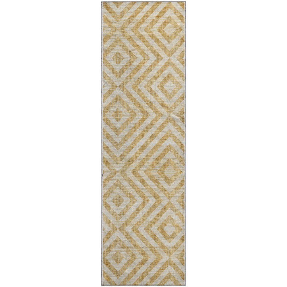 Premium Machine Washable Mayfield AMF733 Gold 2'3" x 7'6" Runner Rug. Picture 1