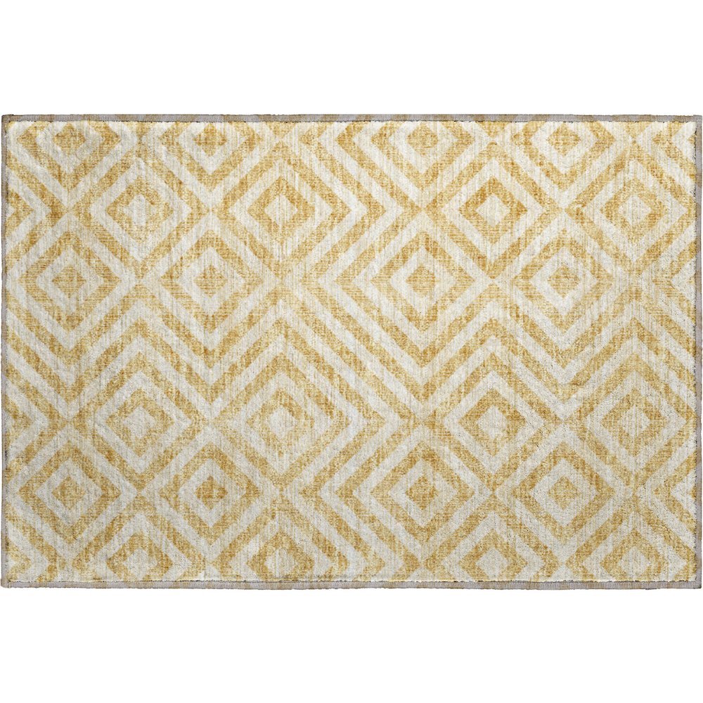 Premium Machine Washable Mayfield AMF733 Gold 1'8" x 2'6" Rug. Picture 1