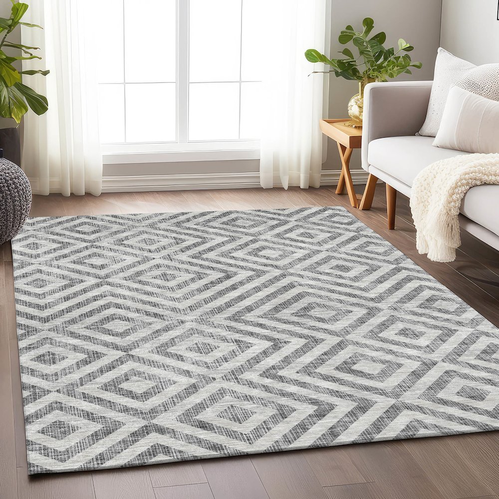Premium Machine Washable Mayfield AMF733 Gray 2'6" x 3'10" Rug. Picture 5