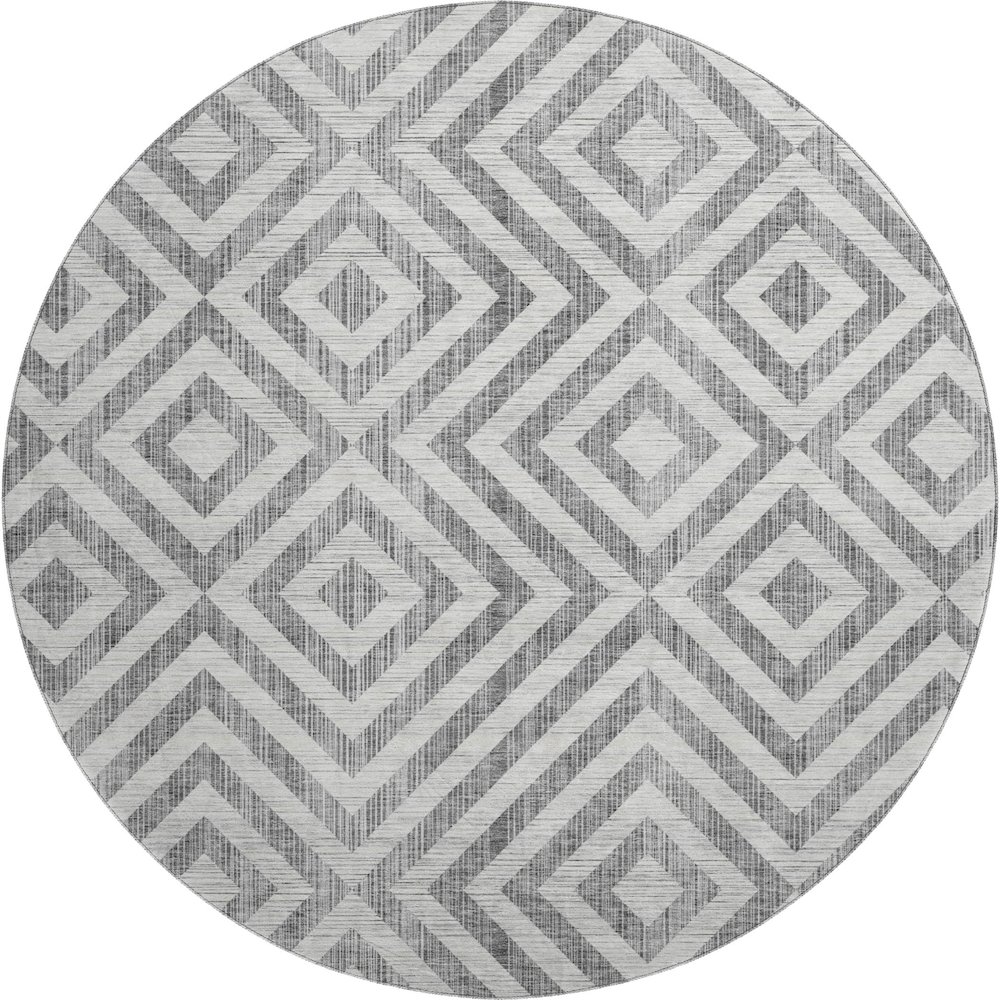 Premium Machine Washable Mayfield AMF733 Gray 8' x 8' Round Rug. Picture 1