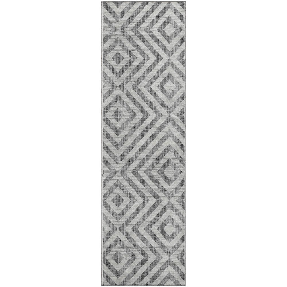 Premium Machine Washable Mayfield AMF733 Gray 2'3" x 7'6" Runner Rug. Picture 1