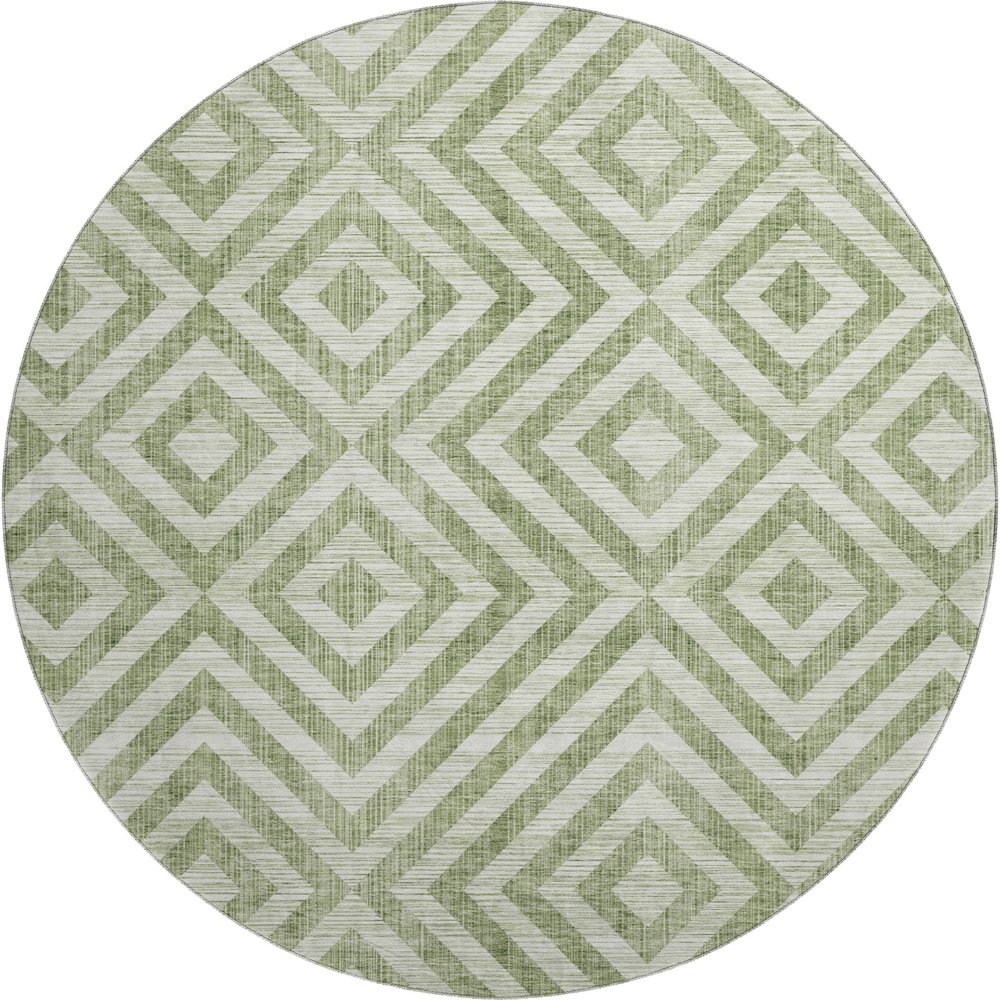 Premium Machine Washable Mayfield AMF733 Green 8' x 8' Round Rug. Picture 1