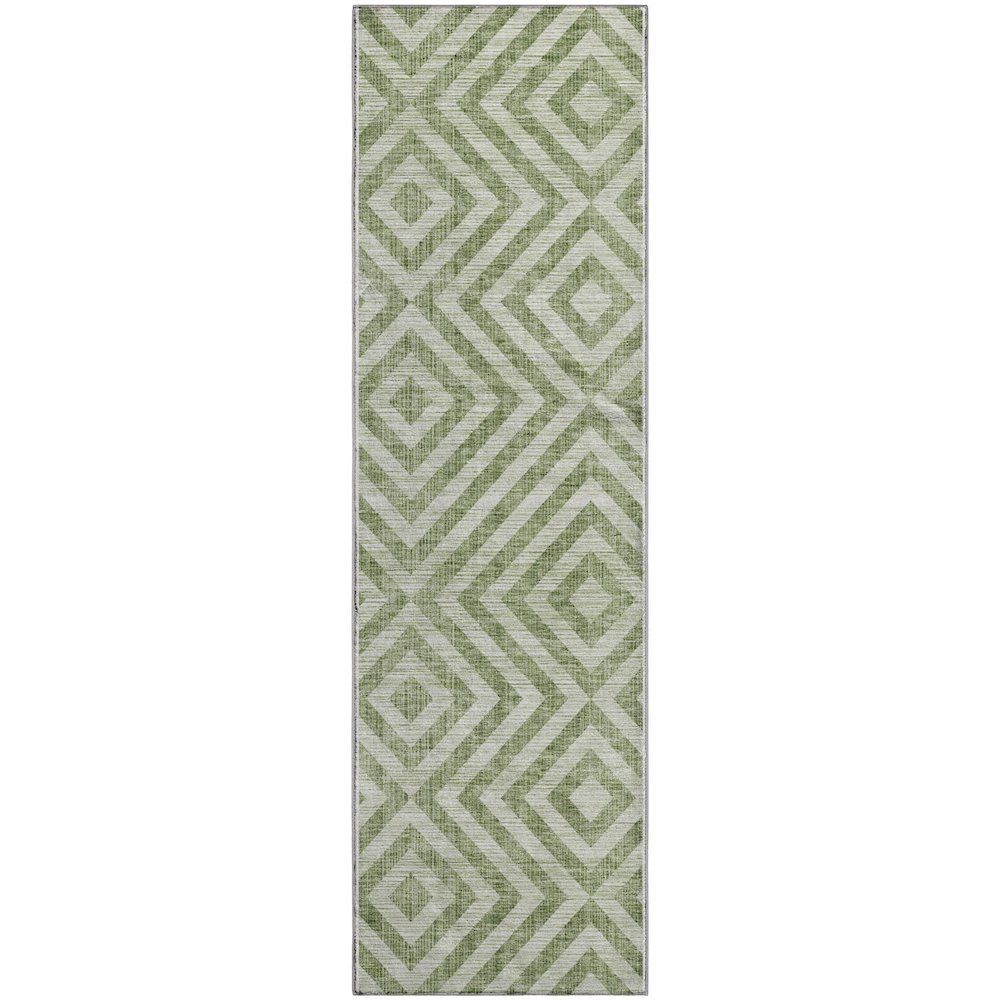 Premium Machine Washable Mayfield AMF733 Green 2'3" x 7'6" Runner Rug. Picture 1