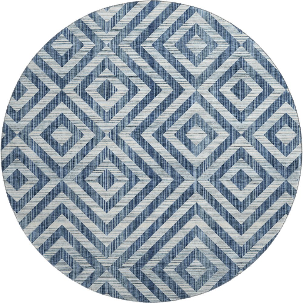 Premium Machine Washable Mayfield AMF733 Navy 8' x 8' Round Rug. Picture 1