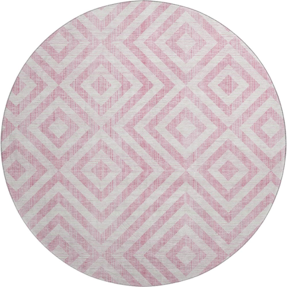 Premium Machine Washable Mayfield AMF733 Pink 8' x 8' Round Rug. Picture 1