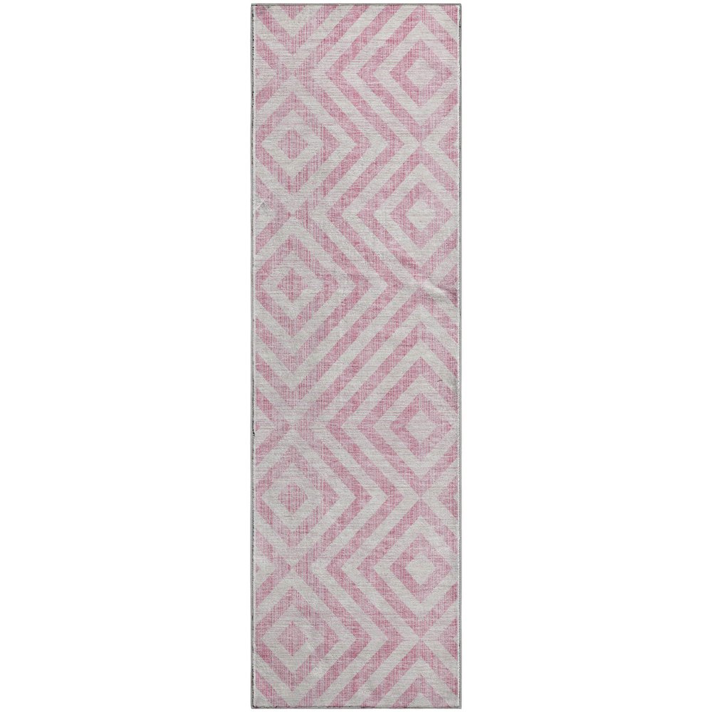 Premium Machine Washable Mayfield AMF733 Pink 2'3" x 7'6" Runner Rug. Picture 1