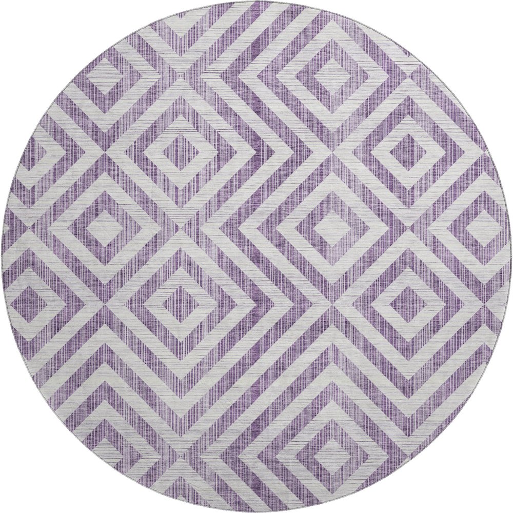 Premium Machine Washable Mayfield AMF733 Purple 8' x 8' Round Rug. Picture 1