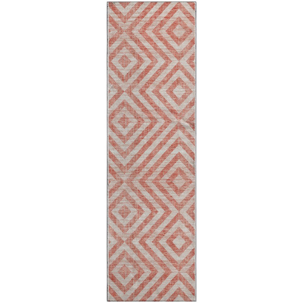 Premium Machine Washable Mayfield AMF733 Salmon 2'3" x 7'6" Runner Rug. Picture 1