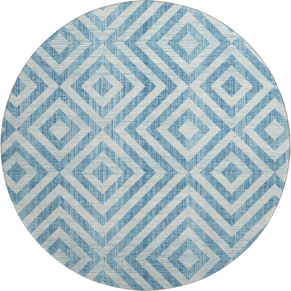 Premium Machine Washable Mayfield AMF733 Teal 8' x 8' Round Rug. Picture 1