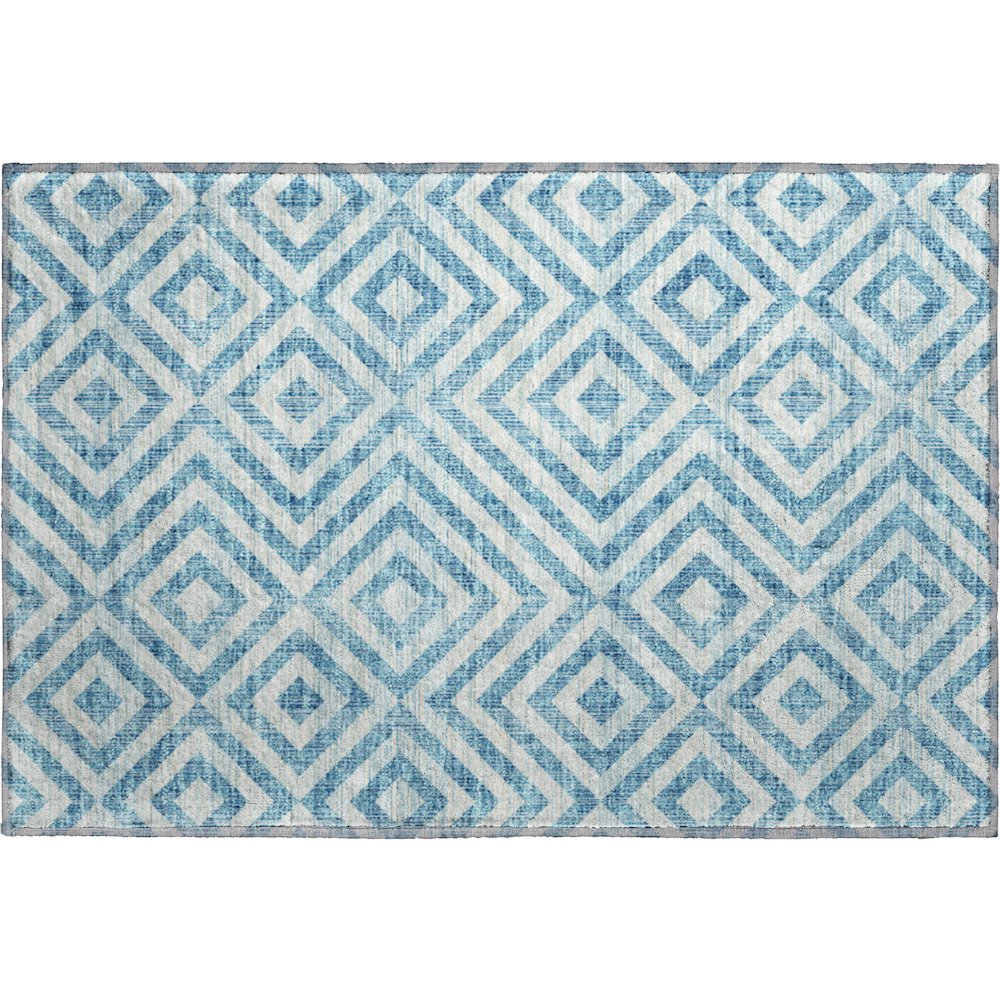 Premium Machine Washable Mayfield AMF733 Teal 1'8" x 2'6" Rug. Picture 1
