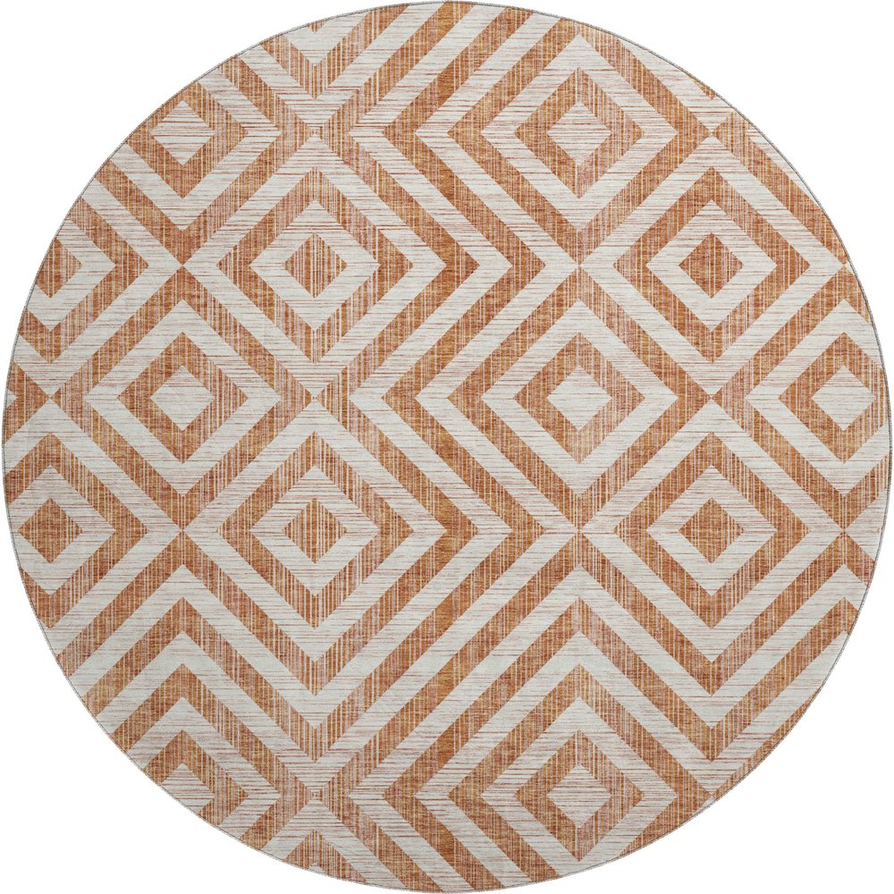 Premium Machine Washable Mayfield AMF733 Terracotta 8' x 8' Round Rug. Picture 1