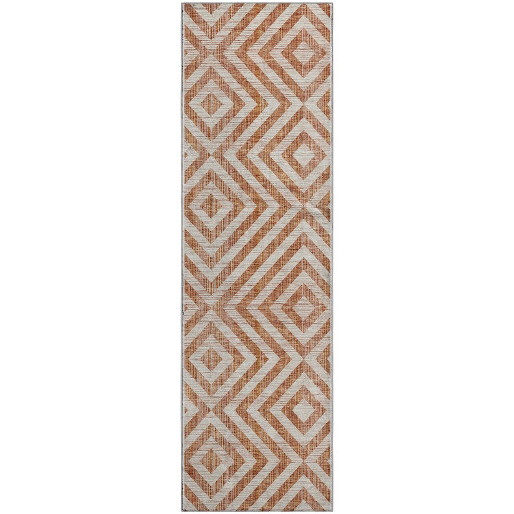 Premium Machine Washable Mayfield AMF733 Terracotta 2'3" x 7'6" Runner Rug. Picture 1