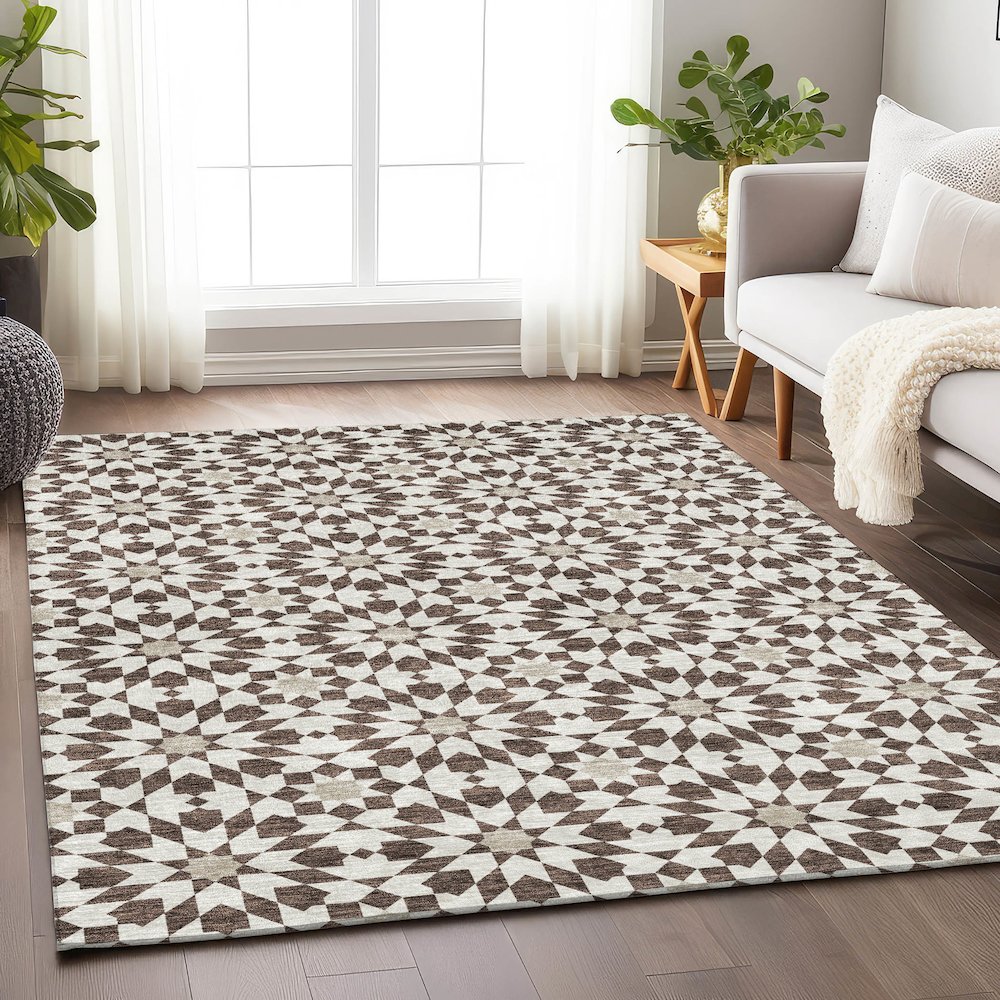 Premium Machine Washable Mayfield AMF734 Brown 2'6" x 3'10" Rug. Picture 5