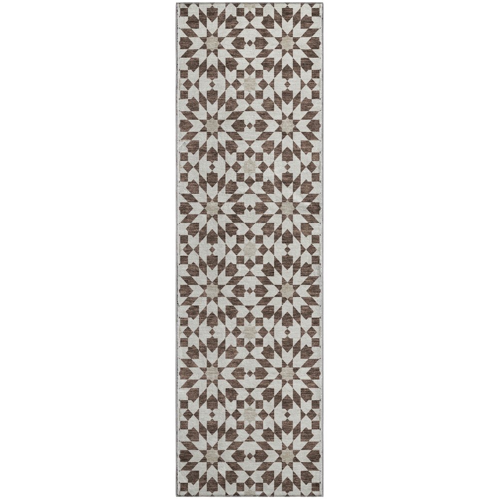 Premium Machine Washable Mayfield AMF734 Brown 2'3" x 7'6" Runner Rug. Picture 1