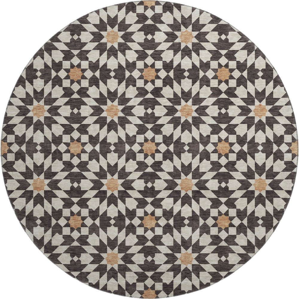 Premium Machine Washable Mayfield AMF734 Charcoal 8' x 8' Round Rug. Picture 1