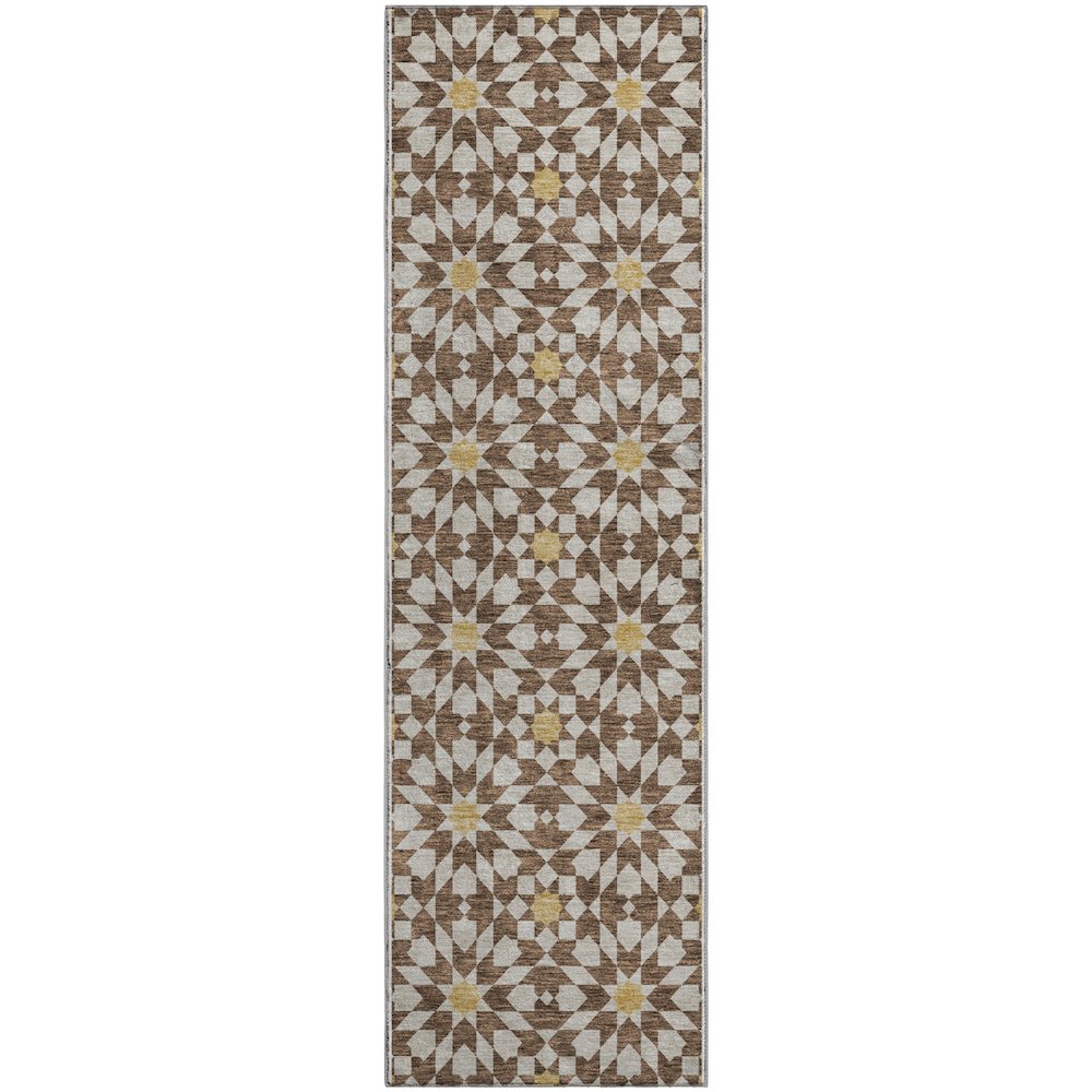Premium Machine Washable Mayfield AMF734 Chocolate 2'3" x 7'6" Runner Rug. Picture 1