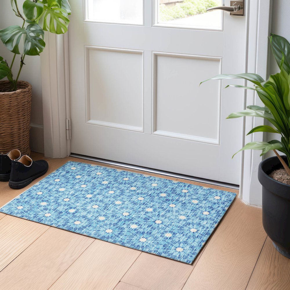 Premium Machine Washable Mayfield AMF734 Denim 1'8" x 2'6" Rug. Picture 5