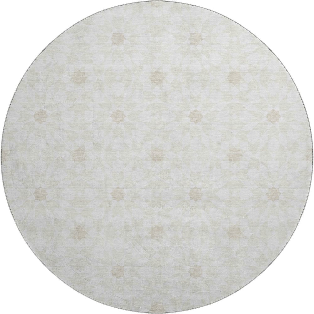 Premium Machine Washable Mayfield AMF734 Ivory 8' x 8' Round Rug. Picture 1