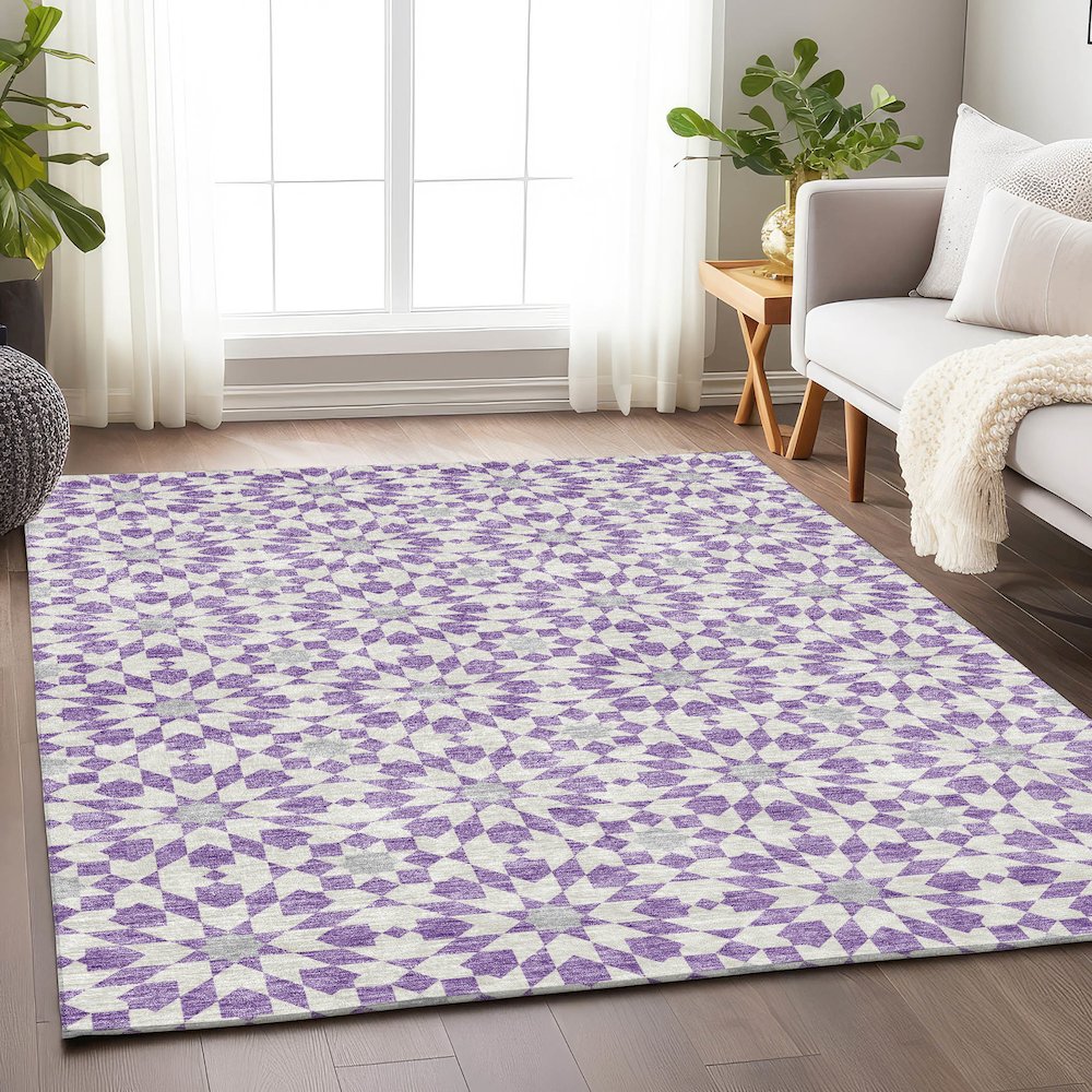 Premium Machine Washable Mayfield AMF734 Lavender 2'6" x 3'10" Rug. Picture 5