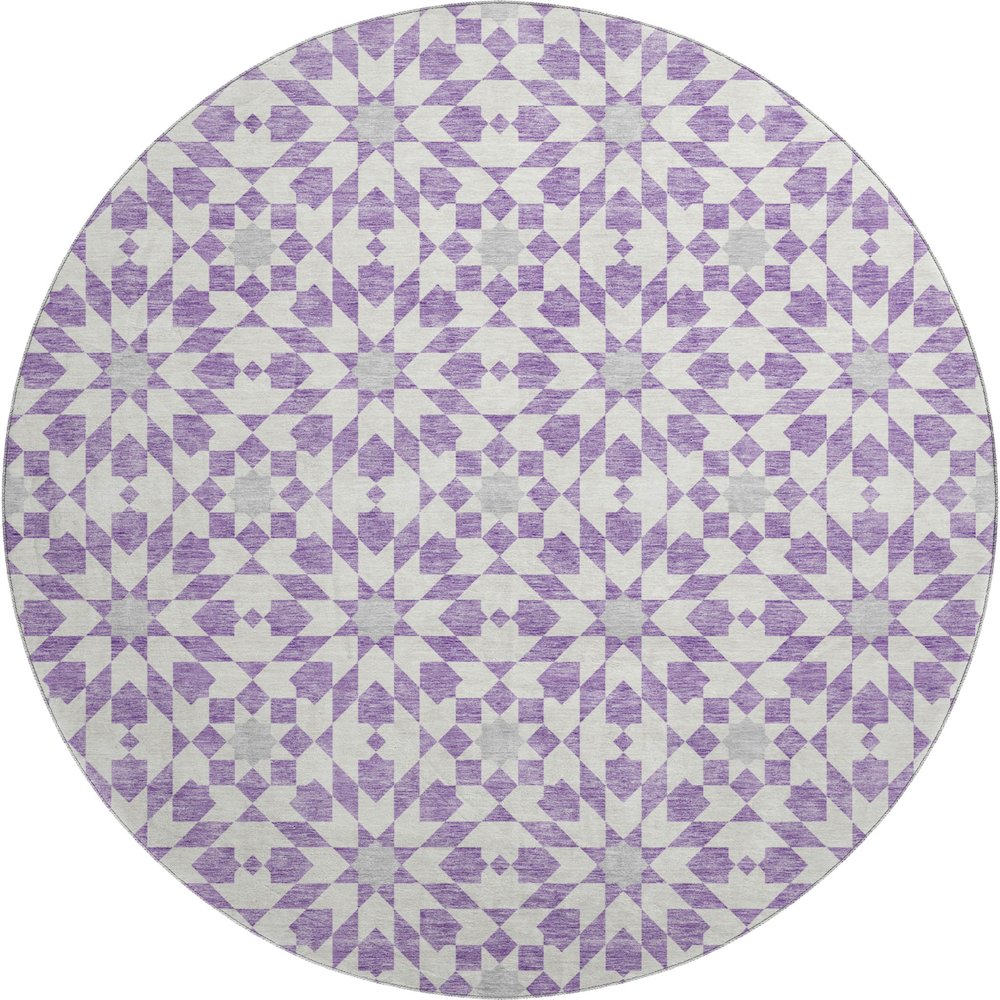 Premium Machine Washable Mayfield AMF734 Lavender 8' x 8' Round Rug. Picture 1