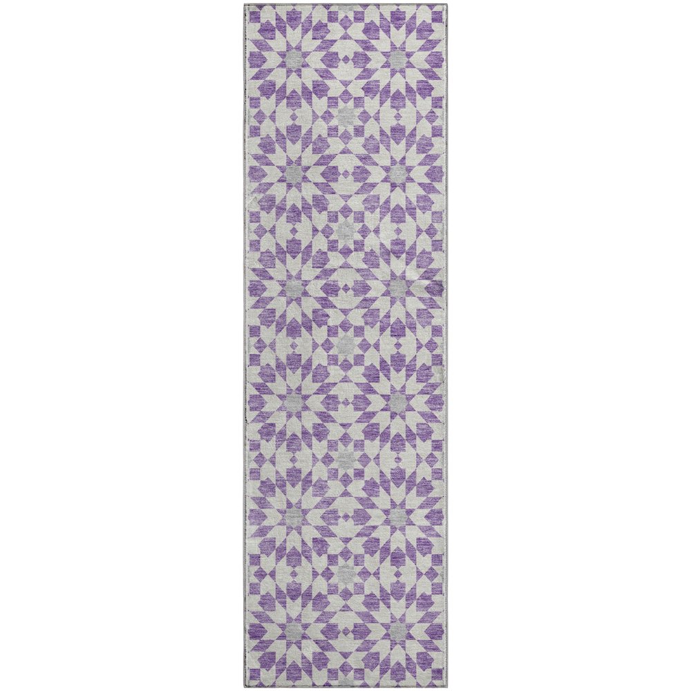 Premium Machine Washable Mayfield AMF734 Lavender 2'3" x 7'6" Runner Rug. Picture 1