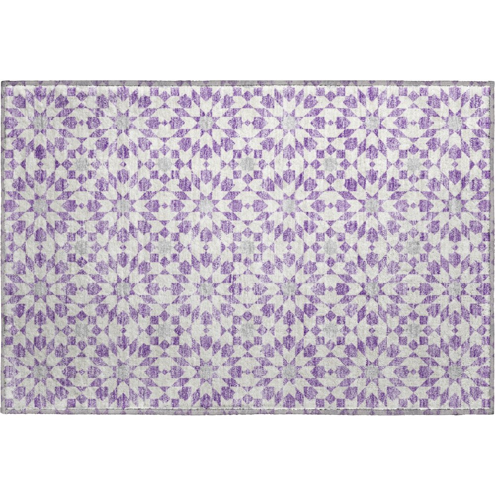 Premium Machine Washable Mayfield AMF734 Lavender 1'8" x 2'6" Rug. Picture 1