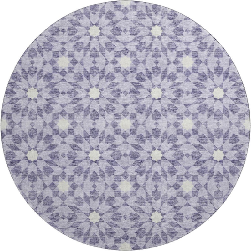 Premium Machine Washable Mayfield AMF734 Lilac 8' x 8' Round Rug. Picture 1