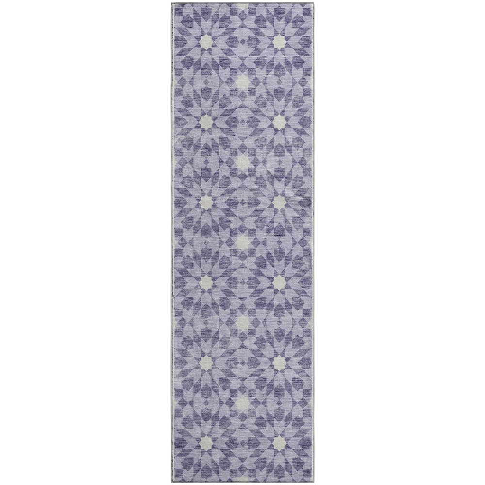Premium Machine Washable Mayfield AMF734 Lilac 2'3" x 7'6" Runner Rug. Picture 1