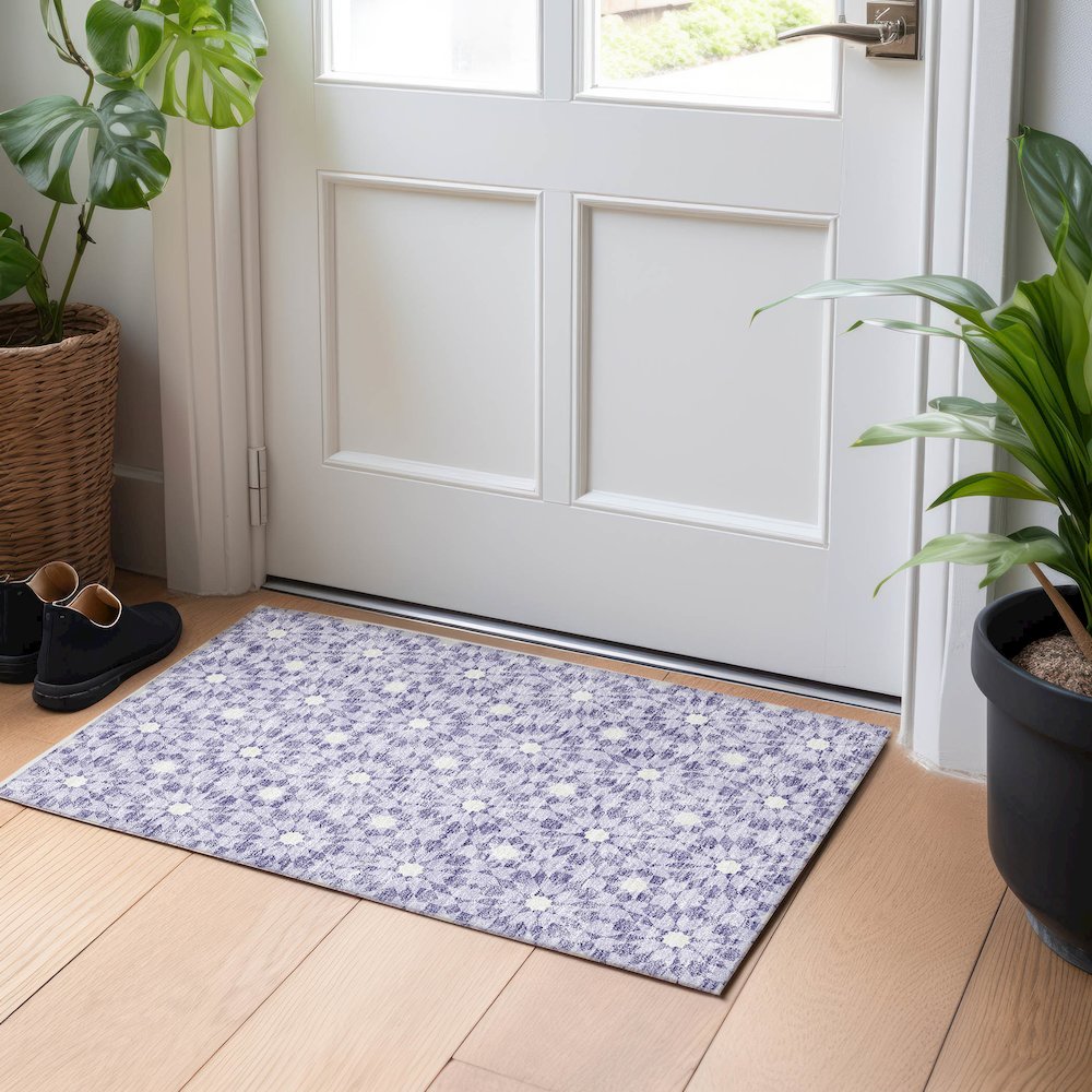 Premium Machine Washable Mayfield AMF734 Lilac 1'8" x 2'6" Rug. Picture 5
