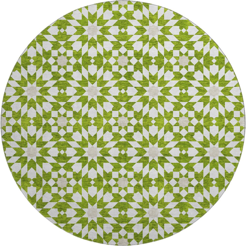 Premium Machine Washable Mayfield AMF734 Lime 8' x 8' Round Rug. Picture 1