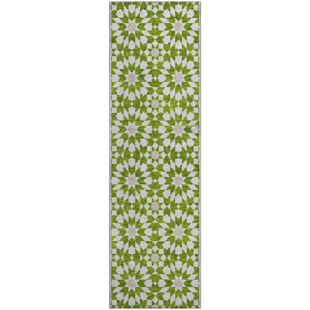 Premium Machine Washable Mayfield AMF734 Lime 2'3" x 7'6" Runner Rug. Picture 1